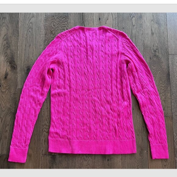 Fairway & Greene New Perry Pink Cable Knit Golf Sweater Size M V-Neck NWT - Picture 6 of 6